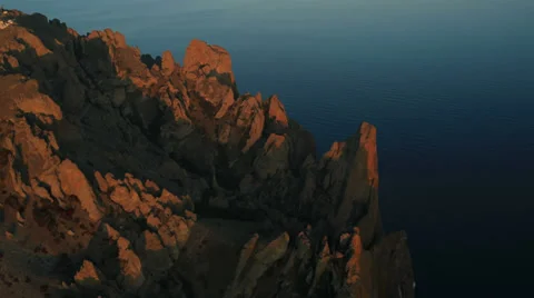 Aerial View: Kara Dag Mountain. Crimea, Ukraine. Summer 2013 Stock Footage 35566054