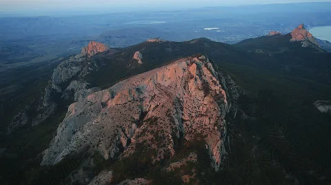 Aerial View: Kara Dag Mountain. Crimea, Ukraine. Summer 2013 Stock Footage 35566588