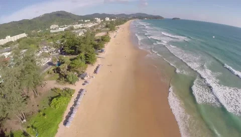 Aerial view of Karon beach in Phuket Stock Footage 47187576