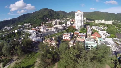 Aerial view of Karon beach in Phuket Stock Footage 47187587