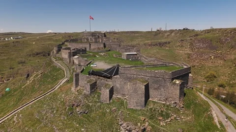 Aerial view of Kars Castle Video stock 309745371