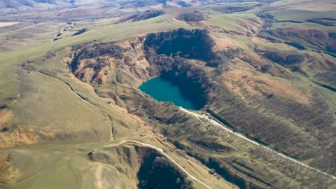 Aerial view of karst lakes. Video stock 295536685