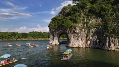 Aerial view of karst peak forest city in Guilin, Guangxi Stock Footage 307096247