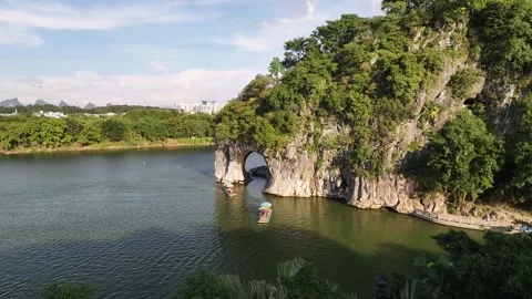 Aerial view of karst peak forest city in Guilin, Guangxi Stock Footage 307096311