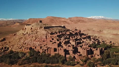 Aerial view on Kasbah Ait Ben Haddou in Morocco Stock Footage