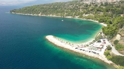 Aerial View of Kasjuni Beach and Marjan Peninsula, Split Stock Footage 301875461