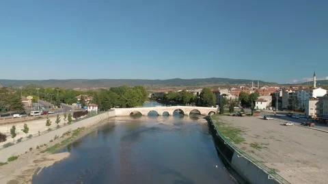 Aerial view of Kastamonu Taskopru Bridge in Turkey. 4K Footage in Turkey Stock Footage 146970958