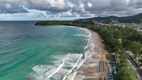 Aerial view of Kata Beach seashore in Phuket Thailand Stockbeeldmateriaal 266665077