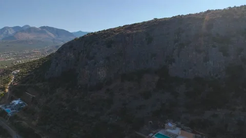 Aerial View of Katafigio Mountain Cliffs in Mani, Greece Stock Footage 335874800
