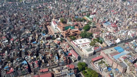 Aerial view of Kathmandu Durbar Square Stock Footage 265657366