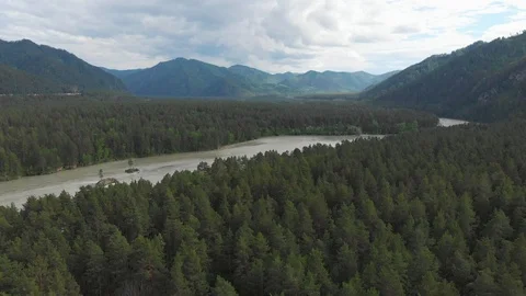 Aerial view of Katun river Stock Footage 111339210