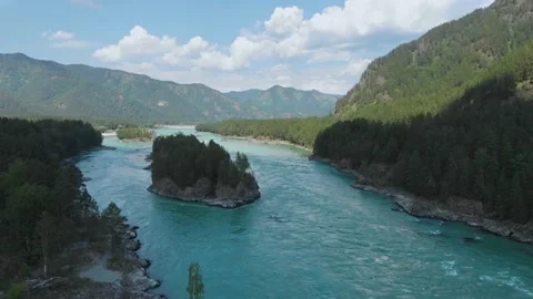 Aerial view of Katun river Stock Footage 133392147