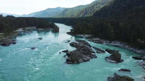 Aerial view of Katun river Stock Footage 133393513
