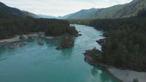 Aerial view of Katun river Stock Footage 133393862