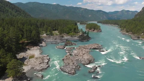 Aerial view of Katun river Stock Footage 133394265