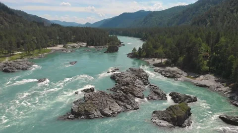 Aerial view of Katun river Stock Footage 133394741
