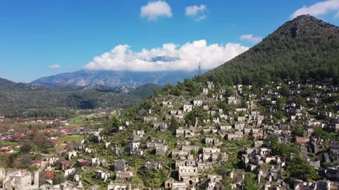 Aerial view on Kayakoy ghost town near to Oludeniz, Fethiye. Stock Footage 241240331