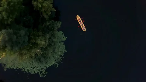Aerial view of kayaks on the river 動画素材 127057730