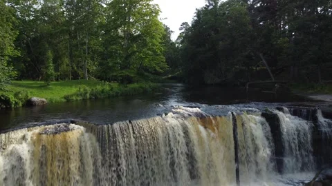 Aerial view Keila-Joa waterfall Estonia Vídeos de archivo 332237014