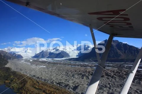 Aerial View of Kennicott Glacier, Wrangell St. Elias National Park Stock Photos