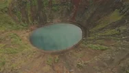 Aerial View Kerid Crater Lake Within The Golden Circle Iceland Stock Footage