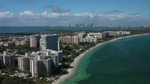 Aerial view: Key Biscayne, Miami, Florida Stock Footage 202188372