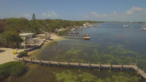 Aerial view of Key Largo waterfront, Southern Florida, USA. 4K Stock Footage