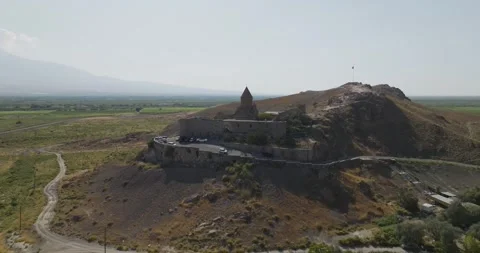 Aerial view of Khor Virap Monastery, Armenia. Stock Footage 316243586