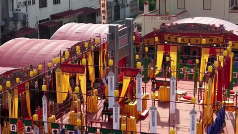 Aerial View of Kian Hoon Keng Temple Taoist Ritual in Tangkak Vidéo 345435367