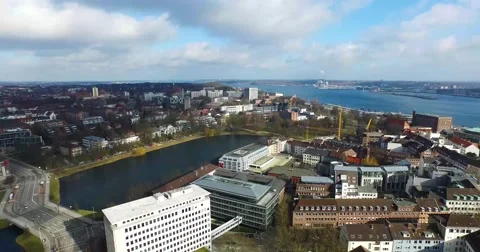 Aerial view Kiel Germany Schleswig Holstein Stock Footage