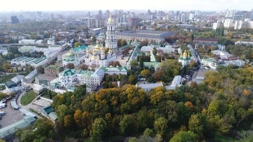 Aerial view of Kiev Pechersk Lavra in autumn, Kiev, Kyiv, Ukraine. Stock Footage