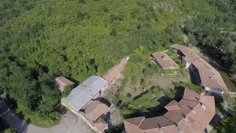 Aerial view of kilifarevo monastery complex in forest Vídeos de archivo 348367261