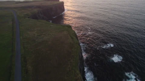 Aerial View of Kilkee Cliffs and Coastal Road, Ireland. Scenic Landscape by 스톡 동영상 345043893