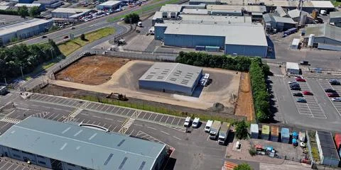 Aerial view of Kitchen Concepts Kitchen Renovator Ballymena Co Antrim North.. Foto stock
