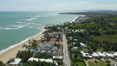 Aerial view of kite beach cabarete coastline. Stock Footage 345555842
