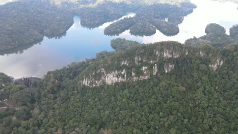 Aerial view Klang Gates Dam in Selangor Stock Footage 148493462