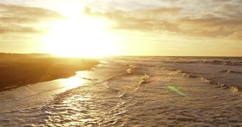 Aerial view of klitmoeller in the sunset Stock Footage 59100234