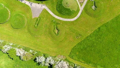 Aerial view of Knowth, the largest, most remarkable ancient monument in Ireland Stock-Footage 244098642