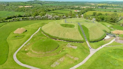 Aerial view of Knowth, the largest, most remarkable ancient monument in Ireland Stockbeeldmateriaal 246506671