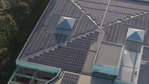 Aerial view of Knox Data Centre solar panels in Melbourne, Australia. Stock Footage 345082715