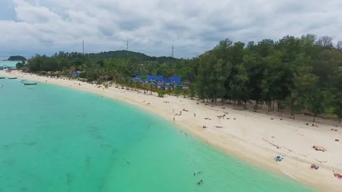 Aerial view of Ko Lipe beach in Satun, Thailand. Stock Footage 345599808