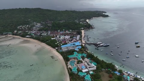 Aerial view of Ko Phi Phi Don in Thailand Stock Footage 266666509