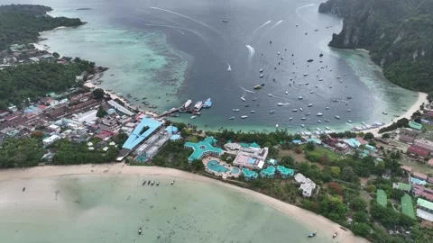 Aerial view of Ko Phi Phi Don in Thailand Stock Footage 266667077