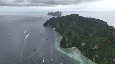Aerial view of Ko Phi Phi Don in Thailand Stock Footage 266667108