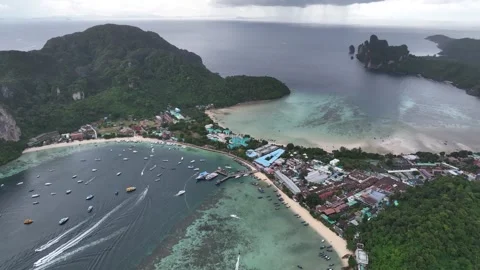 Aerial view of Ko Phi Phi Don in Thailand Stockbeeldmateriaal 266667223