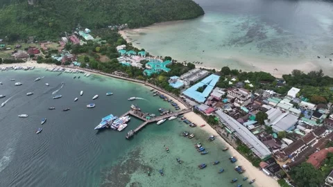 Aerial view of Ko Phi Phi Don in Thailand Stock-Footage 266667227