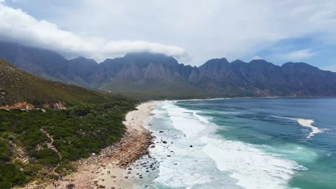 Aerial View of Kogel Bay Beach Coastline Near Cape Town South Africa Stock Footage 329306115