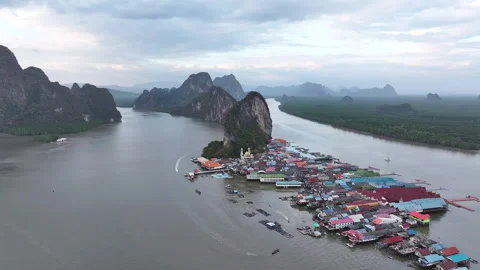 Aerial view of koh panyee floating village 動画素材 339482908