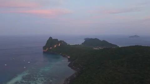 Aerial view of Koh Phi Phi island at sunset. Holidays in Thailand Stock Footage 334707462