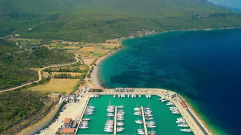 Aerial view of Kormen Marina in Datca, Turkey. Stock Footage 321489065